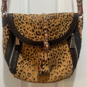 Botkier leather and suede leopard crossbody